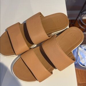 UGG Women's Tan Double-Strap Slide Mules